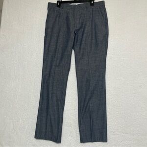 TASSO ELBA Mens Pants 100% Cotton Chambray Blue Combo Color Size 34/32
